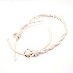 White PU Leather Bag Handles, with Alloy Spring Gate Ring, for Bag Straps Replacement Accessories, White, 720x14~31mm