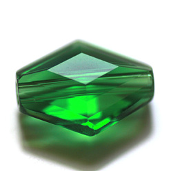 Green Imitation Austrian Crystal Beads, Grade AAA, Faceted, Bicone, Green, 14x12x6mm, Hole: 0.9~1mm