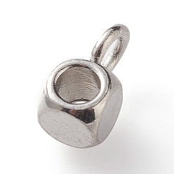 Stainless Steel Color 304 Stainless Steel Tube Bails, Loop Bails, Cube Bail Beads, Stainless Steel Color, 6x3x3mm, Hole: 1.6mm