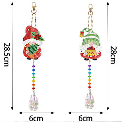 Gnome DIY Diamond Painting Acrylic Pendants Decoration Kits, with Alloy Chian, Christmas, Gnome, 280~290x60~85mm