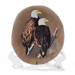 Eagle Печатный орнамент из кусочков натурального агата, декор для домашнего офиса на удачу, орел, 95~135x95~135x6.5~9 мм