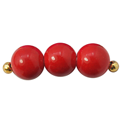 Red Natural Mashan Jade Round Beads Strands, Dyed, Red, 14mm, Hole: 1mm, about 30pcs/strand, 16 inch