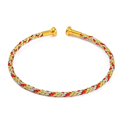 Разноцветный Изготовление браслета из плетеной проволоки из углеродистой стали, с позолоченными латунными заглушками, красочный, 0.25 см, внутренний диаметр: 2-3/8 дюйм (6.1 см)