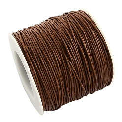 Saddle Brown Eco-Friendly Waxed Cotton Thread Cords, Macrame Beading Cords, for Bracelet Necklace Jewelry Making, Saddle Brown, 1mm, about 100yards/roll