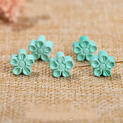 Flower Natural Magnesite Carved Beads, Dyed, Turquoise Color, Flower, 10x10x5mm