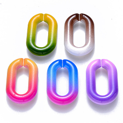 Mixed Color Two Tone Opaque Acrylic Linking Rings, Quick Link Connectors, for Cable Chains Making, Oval, Mixed Color, 31x19.5x5.5mm, Inner Diameter: 19.5x7.5mm
