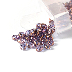 Pourpre 10g perles de verre tchèque transparentes, 2-trou, ovale, pourpre, 5x2.5mm