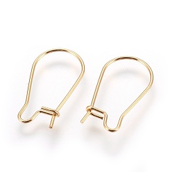 Golden 304 Stainless Steel Hoop Earrings, Golden, 21 Gauge, 20x11mm, Pin: 0.7mm