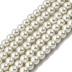 Лимонный шифон Экологичные нити жемчужных бусин из окрашенного стекла, класс А, круглые, хлопковый шнур , лимонный шифон, 6 мм, отверстие : 1.2~1.5 мм, около 70 шт / нитка, 15.7 дюйм