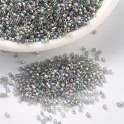 (DB0107) Transparent Gray Rainbow Gold Luster MIYUKI Delica Beads, Cylinder, Japanese Seed Beads, 11/0, (DB0107) Transparent Gray Rainbow Gold Luster, 1.3x1.6mm, Hole: 0.8mm, about 20000pcs/bag, 100g/bag