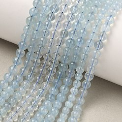 Аквамарин Природные Аквамарин бисер нитей, круглые, 4~5 мм, отверстие : 0.7 мм, около 43 шт / нитка, 7.68'' (19.5 см)