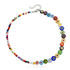 Picture color Collier de collier de serrure de perles à la mode pour les couples - pendentif de fleur arc-en-ciel, verre, été.