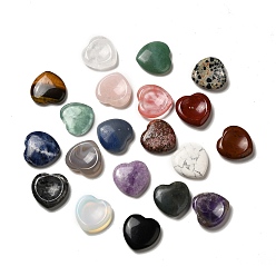 Mixed Stone Natural & Synthetic Mixed Gemstone Worry Stones, Heart Thumb Stone, 29.5x30x7.5mm