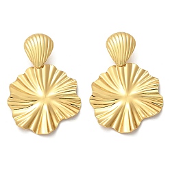 Золотой 304 из нержавеющей стали болтаться серьги, ионное покрытие (ip), листьев лотоса, золотые, 63.5x40 мм
