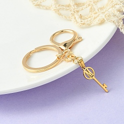 Letter M 304 Stainless Steel Initial Letter Key Charm Keychains, with Alloy Clasp, Golden, Letter M, 8.8cm
