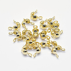 Real 18K Gold Plated Long-Lasting Plated Brass Bead Tips, Calotte Ends, Clamshell Knot Cover, Real 18K Gold Plated, Nickel Free, 8x4x4mm, Hole: 1mm, Inner Diameter: 3mm