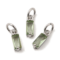 Светло-голубой Латунь прокладывает кубические циркониевые прелести, прямоугольные, стойки покрытие, долговечный, без свинца и без кадмия, с целью перехода в кольце, платина, светло-голубой, 9.5x3x3 мм, отверстие : 3.5 мм