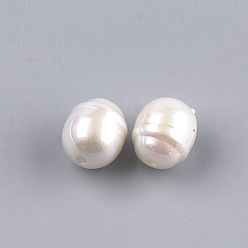 Seashell Color Acrylic Imitation Pearl Beads, AB Color, Oval, Seashell Color, 12x10mm, Hole: 1.8mm