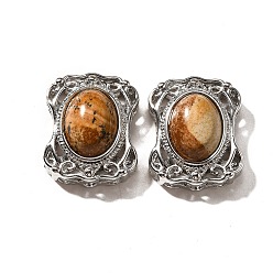 Пейзажный Джаспер Натуральная картинка яшма многожильные ссылки, прямоугольные, с латунными микро проложить кубических выводы циркония, стойки покрытие, без свинца и без кадмия, 21.5x17.5x10.5 мм, отверстие : 2 мм