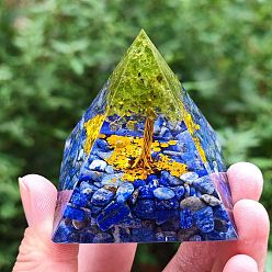 Blue Resin Pyramid Tower Ornaments, for Home Office Desktop Decoration Good Lucky Gift , Blue, 60x60x60mm