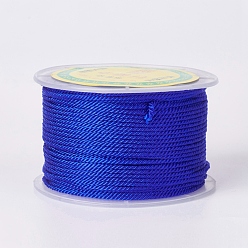 Blue Round Polyester Cords, Milan Cords/Twisted Cords, Blue, 1.5~2mm, 50yards/roll(150 feet/roll)