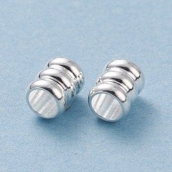 Серебро 304 из нержавеющей стали бусы, рифленая колонна, серебряные, 6x5 мм, отверстие : 3.3 мм