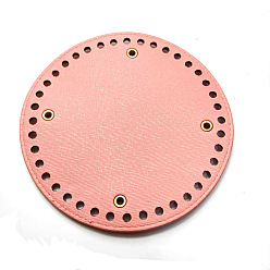 Pink PU Leahter Knitting Crochet Bags Bottom, Round, Bag Shaper Base Replacement Accessaries, Pink, 15cm, Hole: 5mm