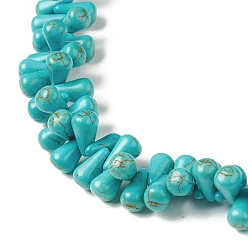 Dark Turquoise 8 Strands Synthetic Howlite Beads Strands, Dyed, Teardrop, Dark Turquoise, 11x6x6mm, Hole: 1.2mm, about 127~150pcs/strand, 15.98~16.54 inch(40.6~42cm)