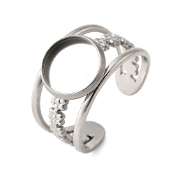 Нержавеющая Сталь Цвет 304 компоненты манжетного кольца из нержавеющей стали, Настройки колодки кольцо, круглые, цвет нержавеющей стали, лоток : 10 мм, внутренний диаметр: 18.6 мм