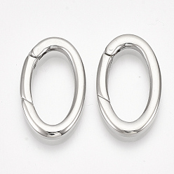 Stainless Steel Color 304 Stainless Steel Spring Gate Rings, Oval Rings, Stainless Steel Color, 28x16x3mm, Inner Diameter: 21x10mm