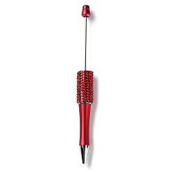 Crimson Plastic & Iron Beadable Pens, Ball-Point Pen, with Rhinestone, for DIY Personalized Pen with Jewelry Bead, Crimson, 145x14.5mm