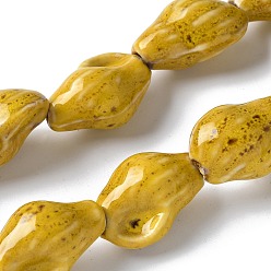 Золотистый Фарфоровые бусины ручной работы серии «Океан», раковина, золотые, 21.5~22x14~14.5x11~11.5 мм, отверстие : 2 мм, около 18 шт / нитка, 14.06'''~14.17'' (35.7~36 см)
