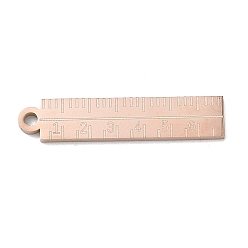 Rose Gold 304 Stainless Steel Pendants, Ruler Charms, Polishing, Ion Plating(IP), Rose Gold, 29x6x1.5mm, Hole: 1.9mm