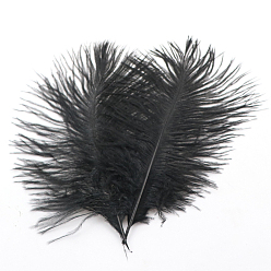 Black Ostrich Feather Ornament Accessories, for DIY Costume, Hair Accessories, Backdrop Craft, Black, 200~250mm
