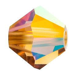 10330 200 Lt.Col.Topaz AB Хрустальные бусины preciosa®, чешский хрусталь, биконус(451 69 302 рондель), 10330 200 lt.col.topaz ab, 6 мм, отверстие : 1 мм