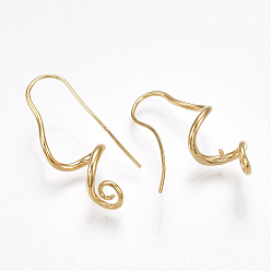 Real 18K Gold Plated Brass Earrings, Nickel Free, Real 18K Gold Plated, 32x10mm, Pin: 0.8mm