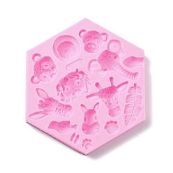 Pearl Pink DIY Animals Food Grade Silicone Molds, Resin Casting Molds, For UV Resin, Epoxy Resin Jewelry Making, Mixed Shape, Pearl Pink, 114x132x14mm, Inner Diameter: 10~43x9~44mm