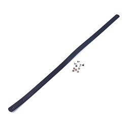 Черный Ручки для сумок из искусственной кожи, С железными заклепками, для сумочек, ручки для изготовления сумок, чёрные, 60x1.85x0.35 см, отверстие : 3 мм
