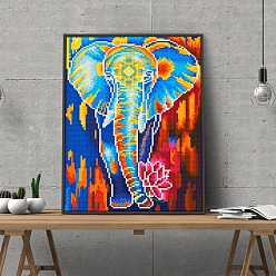 Elephant DIY Luminous Diamond Painting Kits, including Canvas, Resin Rhinestones, Diamond Sticky Pen, Tray Plate and Glue Clay, Rectangle, Elephant Pattern, 400x300mm