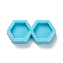 Deep Sky Blue DIY Pendant Silicone Molds, for Earring Makings, Resin Casting Molds, For UV Resin, Epoxy Resin Jewelry Making, Hexagon, Deep Sky Blue, 14.5x30x5mm, Inner Diameter: 11x12mm