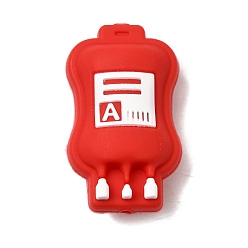 Красный Силиконовые бусины на медицинскую тематику, фокусные бусы, пакет с кровью, красные, 36x21x16 мм, отверстие : 2 мм