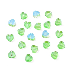 Lime Transparent Glass Pendants,  Heart, Lime, 5.5x6x2mm, Hole: 1mm