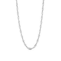 Platinum SHEGRACE Rhodium Plated 925 Sterling Silver Chain Necklaces, with S925 Stamp, Platinum, 17.7 inch(45cm)0.8mm