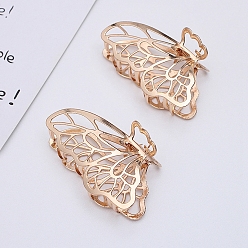 Light Gold Alloy Claw Hair Clips, Butterfly, Light Gold, 80x50mm