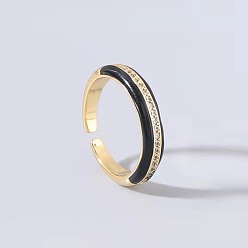 black Minimalist European and American Style Zircon Oil Drop Ring for Women