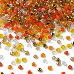 Orange Glass Beads, Mixed Style, Faceted Rondelle, Orange, 4x3.5mm, Hole: 1mm, about 500pcs/bag