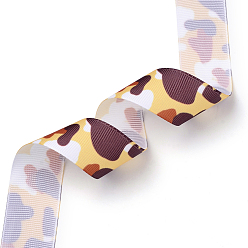 Sandy Brown Single Face Printed Polyester Grosgrain Ribbons, Sandy Brown, 1 inch(25mm), about 20yards/roll(18.288m/roll)