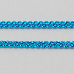 Темно-бирюзовый Электрофорез железные скрученные цепи, несварные, с катушкой, ровный цвет, овальные, темные бирюзовый, 3x2.2x0.6 мм