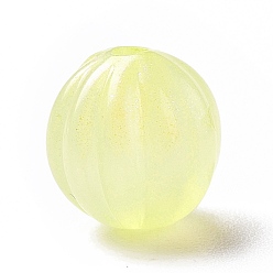 Шампанско-Желтый Светящиеся акриловые бусины, блеск бисера, светится в темноте, тыква, шампанское желтый, 11 мм, отверстие : 2 мм, Около 670 шт / 500 г