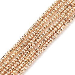 Light Gold Plated Electroplate Non-magnetic Synthetic Hematite Beads Strands, Grade AA, Long-Lasting Plated, Faceted, Rondelle, Light Gold Plated, 4x2mm, Hole: 1mm, about 175pcs/strand, 15.7 inch(40cm)